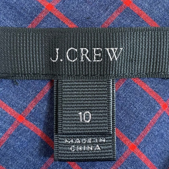 J. Crew Navy Plaid Ruffled Henley Tunic - Picture 9 of 10